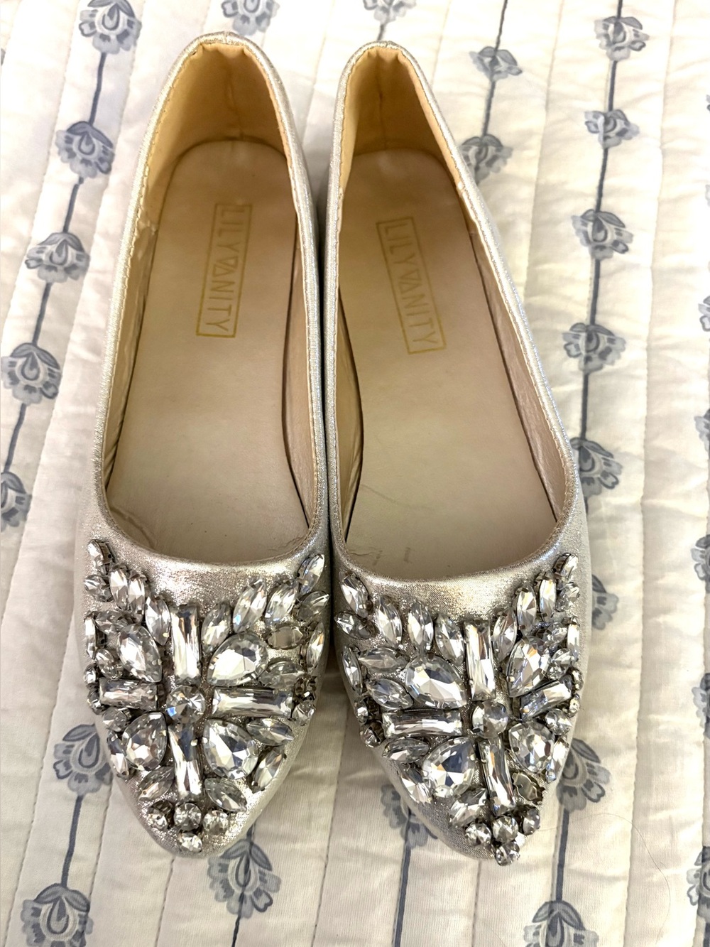 Lily Vanity Ballet Flats - Silver Rhinestone